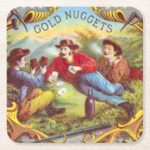 Gold Nuggets Antiek Sigar Label Kartonnen Onderzetters (Voorkant)