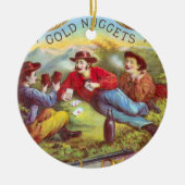 Gold Nuggets Antiek Sigar Label Keramisch Ornament (Voorkant)