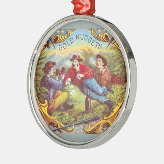 Gold Nuggets Antiek Sigar Label Metalen Ornament (Links)