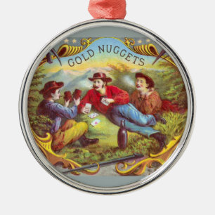 Gold Nuggets Antiek Sigar Label Metalen Ornament