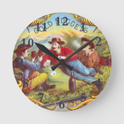 Gold Nuggets Antiek Sigar Label Ronde Klok (Voorkant)