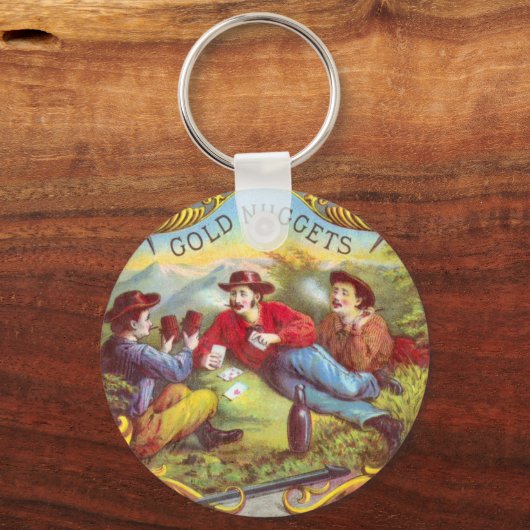 Gold Nuggets Antiek Sigar Label Sleutelhanger (Voorkant)