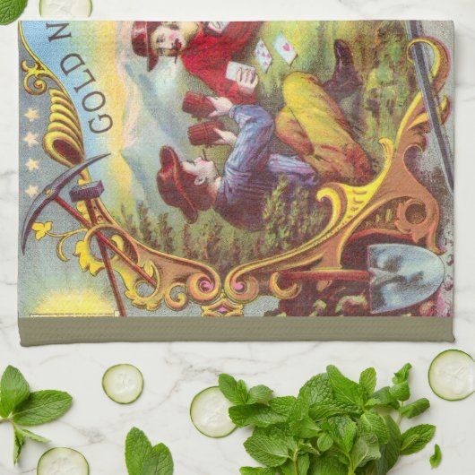 Gold Nuggets Antiek Sigar Label Theedoek (Gevouwen)