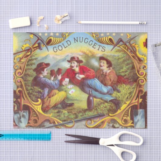 Gold Nuggets Antiek Sigar Label Tissuepapier (Craft)