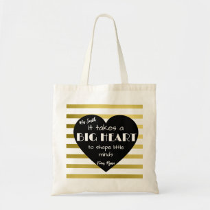Gold Nursery Bedankt leraar Bag BIG HEART Tote Bag