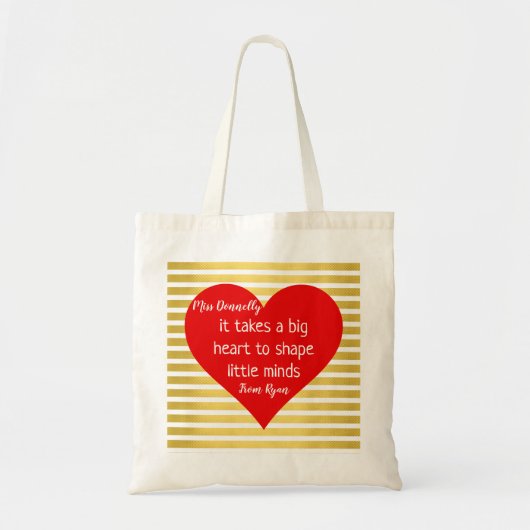 Gold Nursery Bedankt leraar Bag BIG HEART Tote Bag (Voorkant)