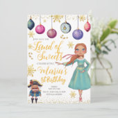 Gold Nutcracker Birthday Invitation Kaart (Staand voorkant)