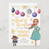 Gold Nutcracker Birthday Invitation Kaart (Voorkant / Achterkant)