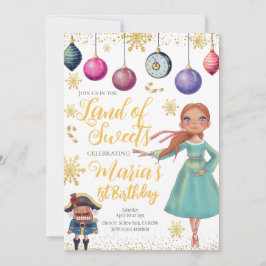 Gold Nutcracker Birthday Invitation Kaart