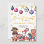 Gold Nutcracker Toys Birthday Invitation Kaart (Voorkant)