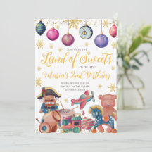 Gold Nutcracker Toys Birthday Invitation