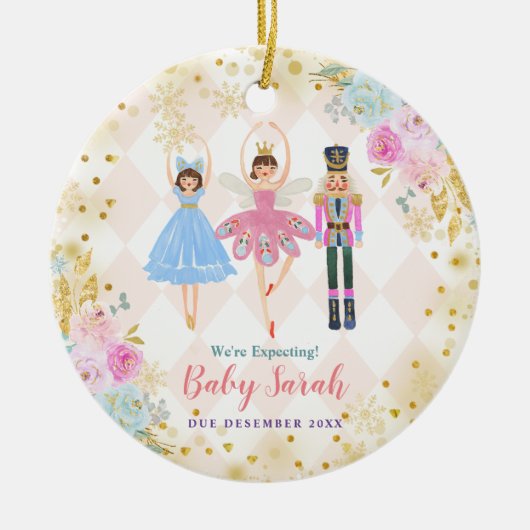 Gold Nutcracker We verwachten ouders Keramisch Ornament (Voorkant)