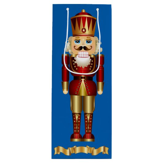 Gold Nutkraker Wijn Cadeautas (Voorkant)