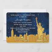 Gold NYC Skyline #2 Etch Blue Starry BG H Sweet 16 Kaart (Achterkant)