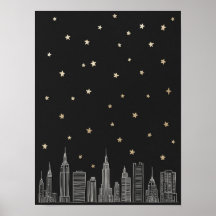 Gold NYC Skyline I Poster
