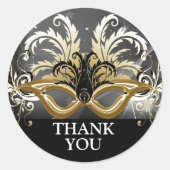 Gold NYE Masquerade Party Envelope Seal Ronde Sticker (Voorkant)