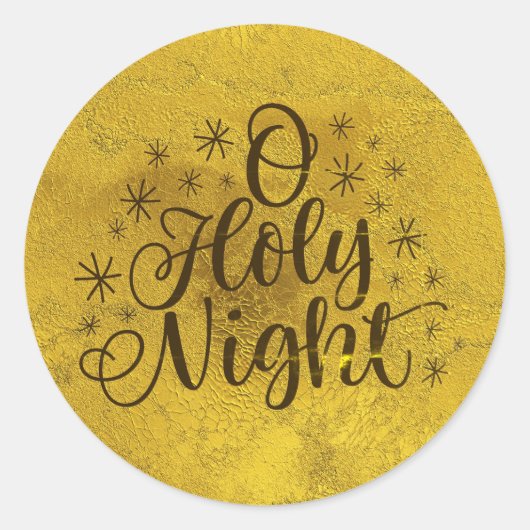 Gold O Heilige Kerstnacht Ronde Sticker (Voorkant)