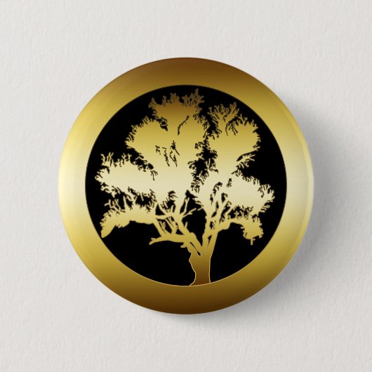GOLD OAK TREE RONDE BUTTON 5,7 CM (Voorkant)