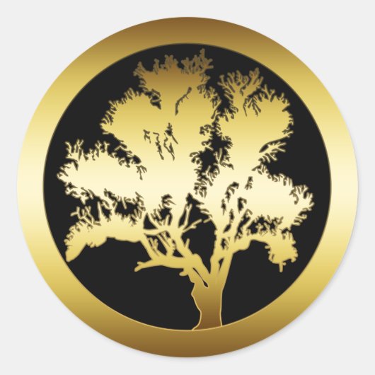 GOLD OAK TREE RONDE STICKER (Voorkant)
