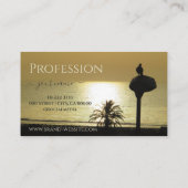 Gold Ocean Black Bird Palm Silhouette Professional Visitekaartje (Achterkant)