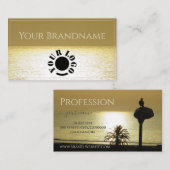 Gold Ocean Black Bird Palm Silhouette Professional Visitekaartje (Voorkant / Achterkant)