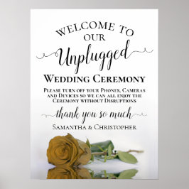Gold Ochre Roos Chic Unplugged Wedding Ceremony Poster