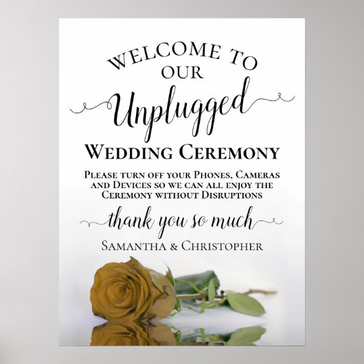 Gold Ochre Roos Chic Unplugged Wedding Ceremony Poster (Voorkant)