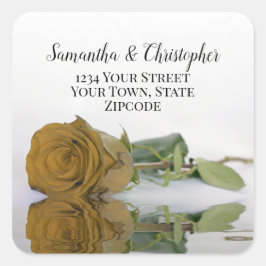 Gold Ochre Roos Return Address Envelope Seal Vierkante Sticker