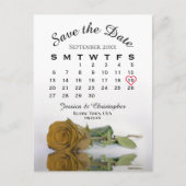 Gold Ochre Roos Wedding Calendar Save the Date Aankondigingskaart (Voorkant)