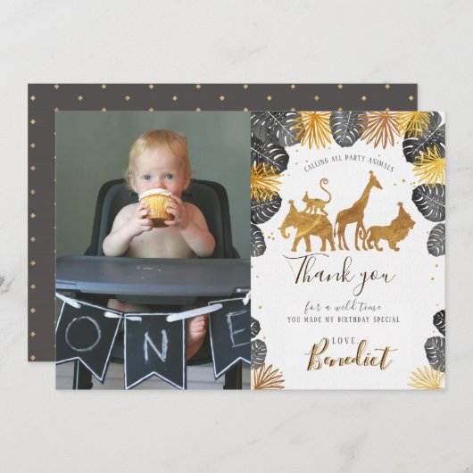 Gold Oerwoud Animal & Foliage Foto Dank u wel! Bedankkaart (Voorkant / Achterkant)