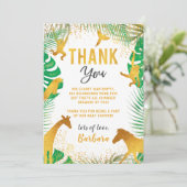 Gold Oerwoud Animals Baby shower Hartelijk dank Bedankkaart (Staand voorkant)
