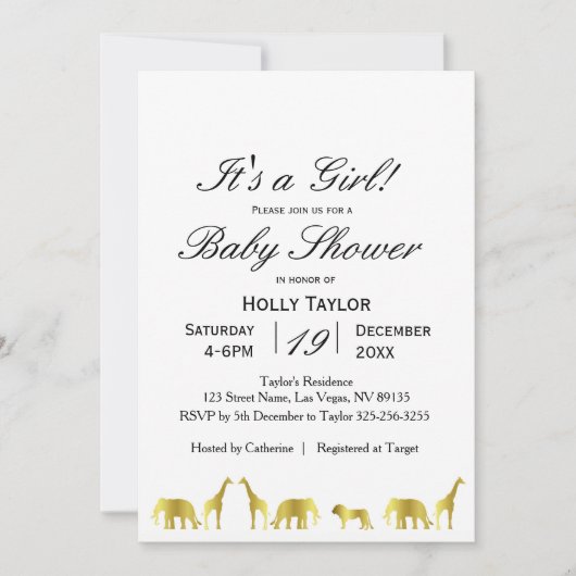 Gold Oerwoud Baby shower Kaart (Voorkant)