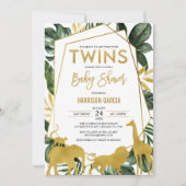 Gold Oerwoud Safari Animals Twins Baby shower Kaart (Voorkant)