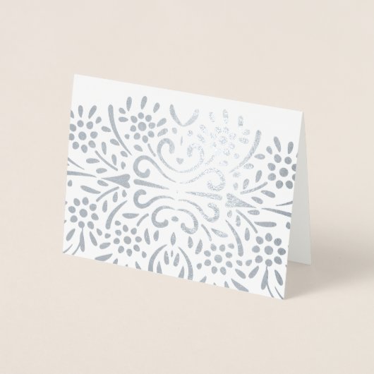 Gold of Silver Abstract modern Floral Pattern Folie Kaarten (Voorkant)