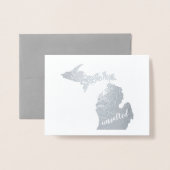 Gold of Silver Michigan State Map ongezouten Folie Kaarten (Voorkant met envelop)