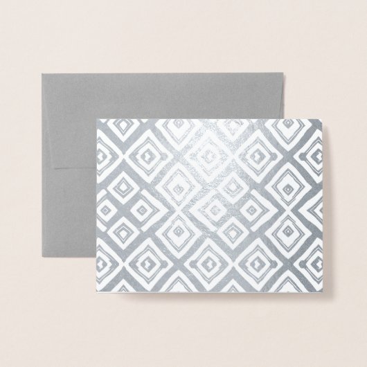 Gold of Silver Modern Abstract Random Squares Folie Kaarten (Voorkant met envelop)