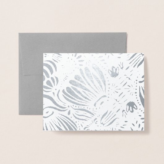 Gold of Silver Modern Elegant Floral Pattern Folie Kaarten (Met envelop)
