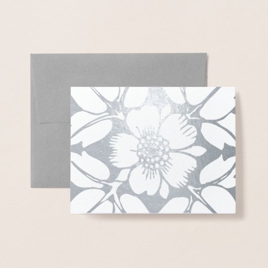 Gold of Silver Modern Elegant Floral Pattern Folie Kaarten (Met envelop)