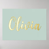 Gold- of zilvernaam elegant script bleek zee groen folie afdrukken (Voorkant)