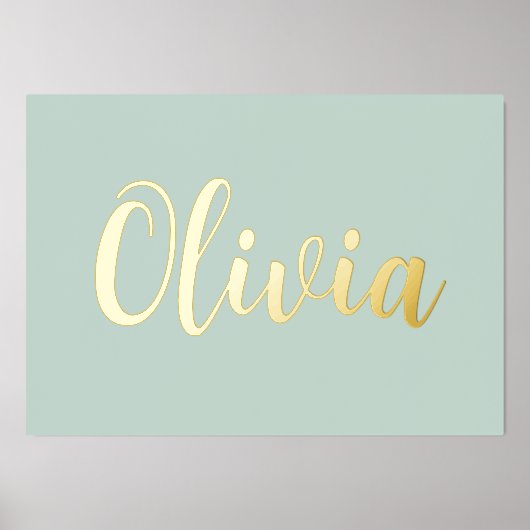 Gold- of zilvernaam elegant script bleek zee groen folie afdrukken (Voorkant)