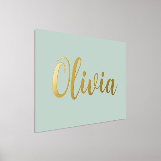 Gold- of zilvernaam elegant script bleek zee groen folie afdrukken (Laagn)