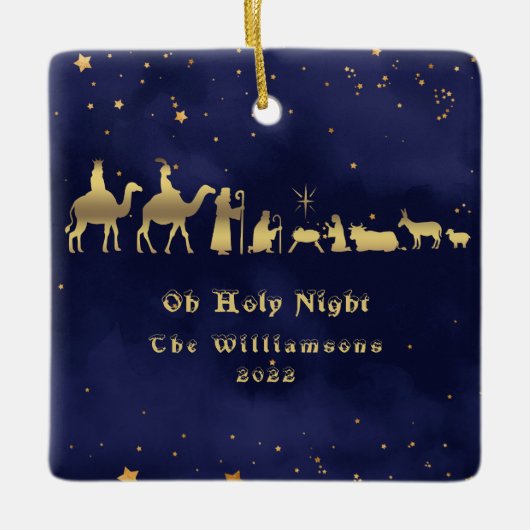 Gold Oh Heilige Kerstkeramische Ornament (Voorkant)