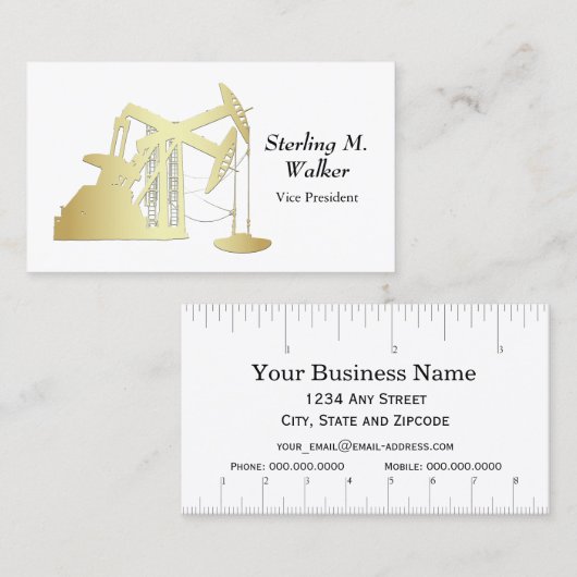 Gold Oilfield Pumping Unit | inch | Centimeter Visitekaartje (Voorkant / Achterkant)