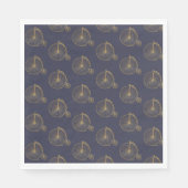 Gold Old Fashioned Unicycle Line Drawing Navy Blue Servet (Voorkant)