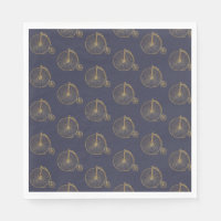 Gold Old Fashioned Unicycle Line Drawing Navy Blue