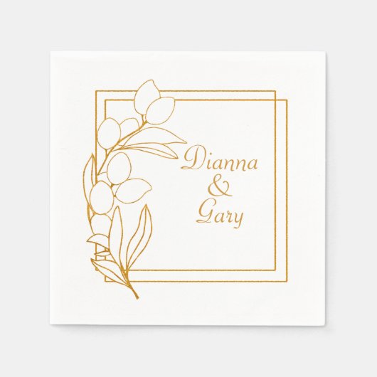 Gold Olive Branch met Goud Lijst Servet (Voorkant)