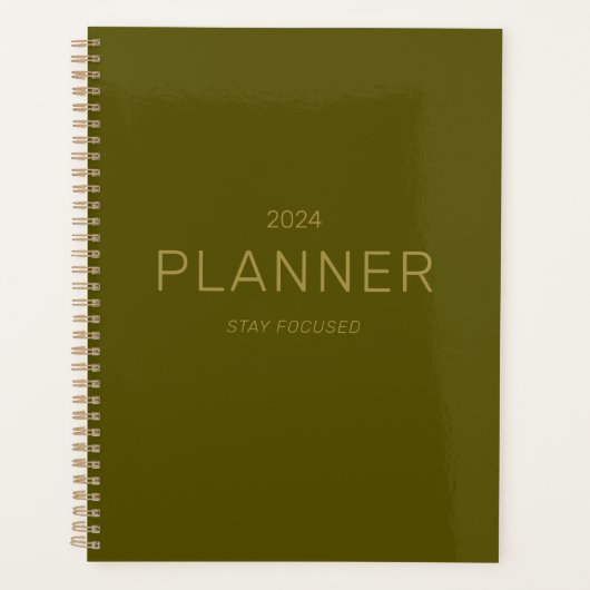 Gold Olive Green Stay Focused Offerte Professional Planner (Voorkant)