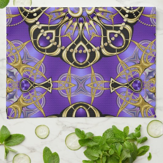 Gold OM Paars Mandala Mindful Home Decor Theedoek (Gevouwen)