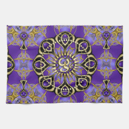 Gold OM Paars Mandala Mindful Home Decor Theedoek