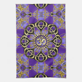 Gold OM Paars Mandala Mindful Home Decor Theedoek